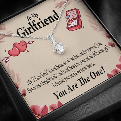 To My Girlfriend The One Message Card W Mahogany Style Luxury Box Eternity Ribbon Stone Necklace - Alluring Beauty Necklace Gift For Her