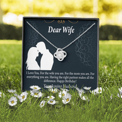 Wife Message Card Happy Birthday Dear Wife Love Knot Pendant Necklace Stainless Steel W Cz Stone - Luxury Love Knot Necklace Meanful Gift Idea For Her/Him