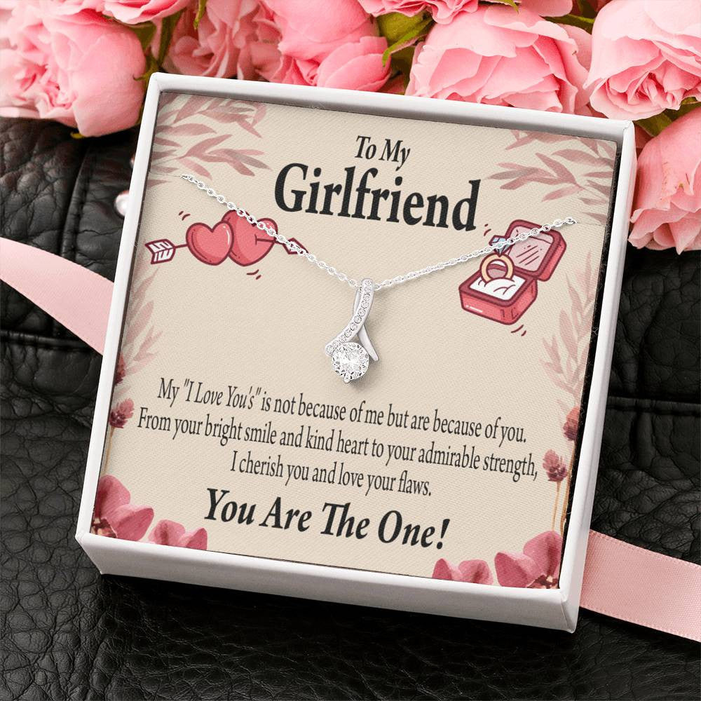 To My Girlfriend The One Message Card W Mahogany Style Luxury Box Eternity Ribbon Stone Necklace - Alluring Beauty Necklace Gift For Her