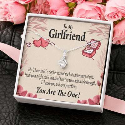 To My Girlfriend The One Message Card W Mahogany Style Luxury Box Eternity Ribbon Stone Necklace - Alluring Beauty Necklace Gift For Her