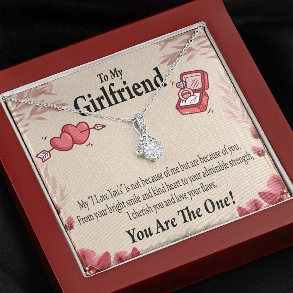 To My Girlfriend The One Message Card W Mahogany Style Luxury Box Eternity Ribbon Stone Necklace - Alluring Beauty Necklace Gift For Her
