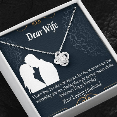 Wife Message Card Happy Birthday Dear Wife Love Knot Pendant Necklace Stainless Steel W Cz Stone - Luxury Love Knot Necklace Meanful Gift Idea For Her/Him