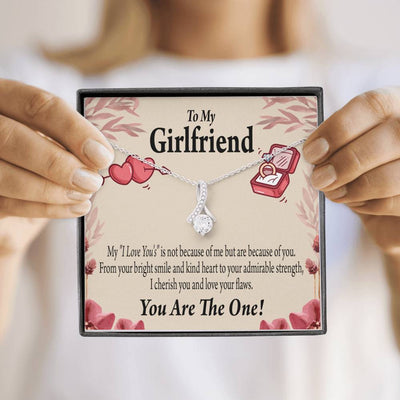 To My Girlfriend The One Message Card W Mahogany Style Luxury Box Eternity Ribbon Stone Necklace - Alluring Beauty Necklace Gift For Her