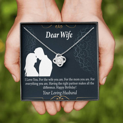 Wife Message Card Happy Birthday Dear Wife Love Knot Pendant Necklace Stainless Steel W Cz Stone - Luxury Love Knot Necklace Meanful Gift Idea For Her/Him