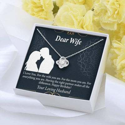 Wife Message Card Happy Birthday Dear Wife Love Knot Pendant Necklace Stainless Steel W Cz Stone - Luxury Love Knot Necklace Meanful Gift Idea For Her/Him