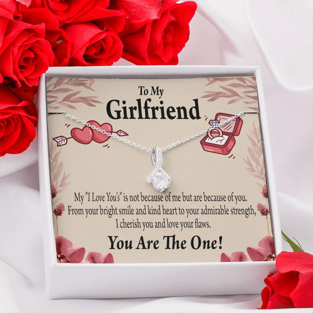 To My Girlfriend The One Message Card W Mahogany Style Luxury Box Eternity Ribbon Stone Necklace - Alluring Beauty Necklace Gift For Her