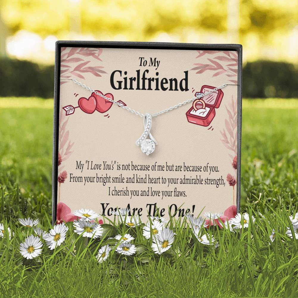 To My Girlfriend The One Message Card W Mahogany Style Luxury Box Eternity Ribbon Stone Necklace - Alluring Beauty Necklace Gift For Her