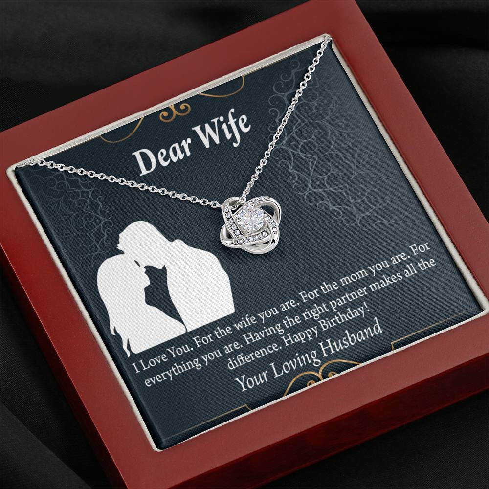 Wife Message Card Happy Birthday Dear Wife Love Knot Pendant Necklace Stainless Steel W Cz Stone - Luxury Love Knot Necklace Meanful Gift Idea For Her/Him