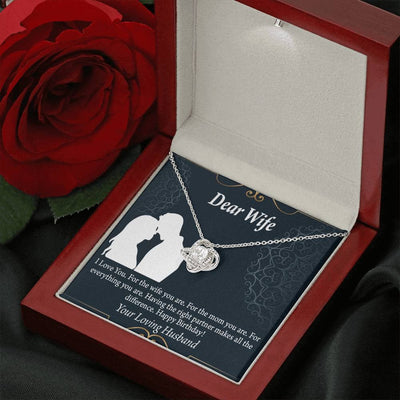 Wife Message Card Happy Birthday Dear Wife Love Knot Pendant Necklace Stainless Steel W Cz Stone - Luxury Love Knot Necklace Meanful Gift Idea For Her/Him