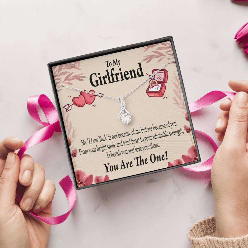 To My Girlfriend The One Message Card W Mahogany Style Luxury Box Eternity Ribbon Stone Necklace - Alluring Beauty Necklace Gift For Her