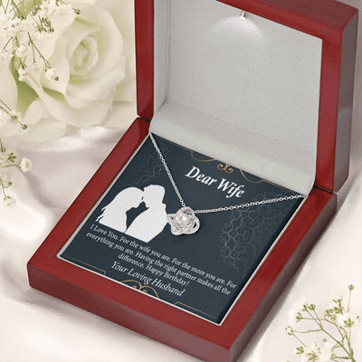 Wife Message Card Happy Birthday Dear Wife Love Knot Pendant Necklace Stainless Steel W Cz Stone - Luxury Love Knot Necklace Meanful Gift Idea For Her/Him