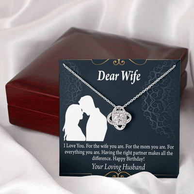 Wife Message Card Happy Birthday Dear Wife Love Knot Pendant Necklace Stainless Steel W Cz Stone - Luxury Love Knot Necklace Meanful Gift Idea For Her/Him