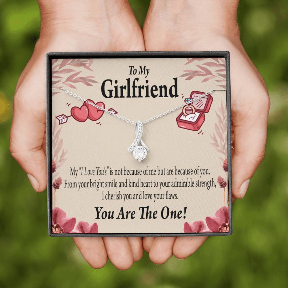 To My Girlfriend The One Message Card W Mahogany Style Luxury Box Eternity Ribbon Stone Necklace - Alluring Beauty Necklace Gift For Her