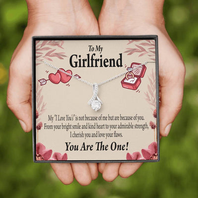 To My Girlfriend The One Message Card W Mahogany Style Luxury Box Eternity Ribbon Stone Necklace - Alluring Beauty Necklace Gift For Her