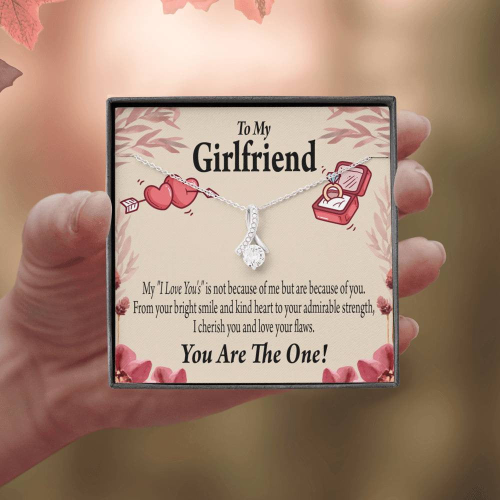 To My Girlfriend The One Message Card W Mahogany Style Luxury Box Eternity Ribbon Stone Necklace - Alluring Beauty Necklace Gift For Her