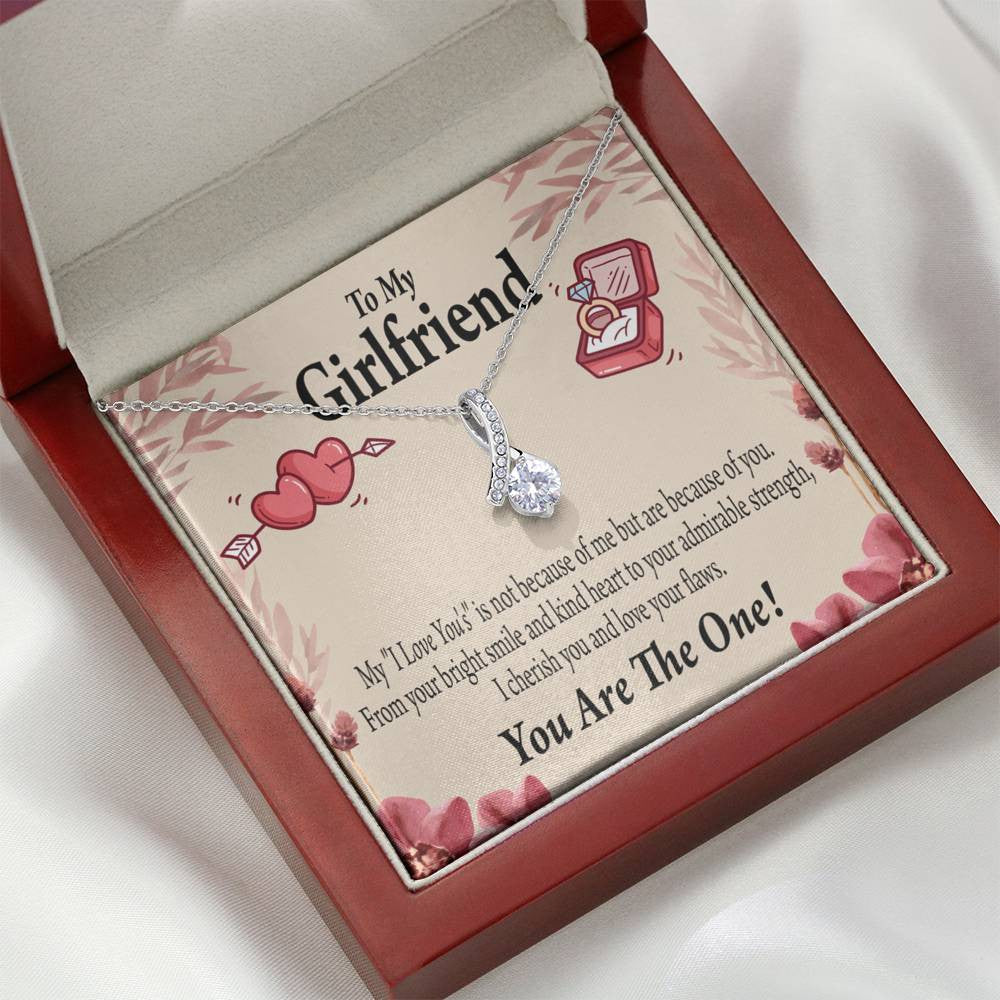 To My Girlfriend The One Message Card W Mahogany Style Luxury Box Eternity Ribbon Stone Necklace - Alluring Beauty Necklace Gift For Her