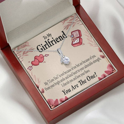To My Girlfriend The One Message Card W Mahogany Style Luxury Box Eternity Ribbon Stone Necklace - Alluring Beauty Necklace Gift For Her