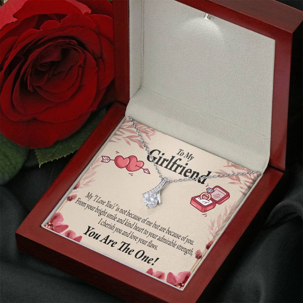 To My Girlfriend The One Message Card W Mahogany Style Luxury Box Eternity Ribbon Stone Necklace - Alluring Beauty Necklace Gift For Her