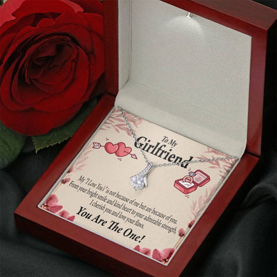 To My Girlfriend The One Message Card W Mahogany Style Luxury Box Eternity Ribbon Stone Necklace - Alluring Beauty Necklace Gift For Her
