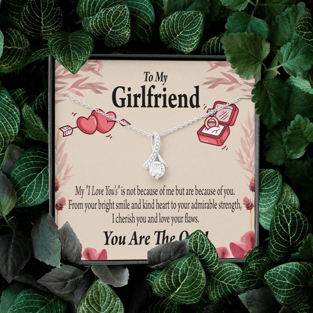To My Girlfriend The One Message Card W Mahogany Style Luxury Box Eternity Ribbon Stone Necklace - Alluring Beauty Necklace Gift For Her
