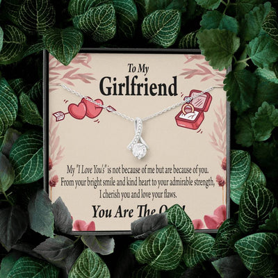 To My Girlfriend The One Message Card W Mahogany Style Luxury Box Eternity Ribbon Stone Necklace - Alluring Beauty Necklace Gift For Her