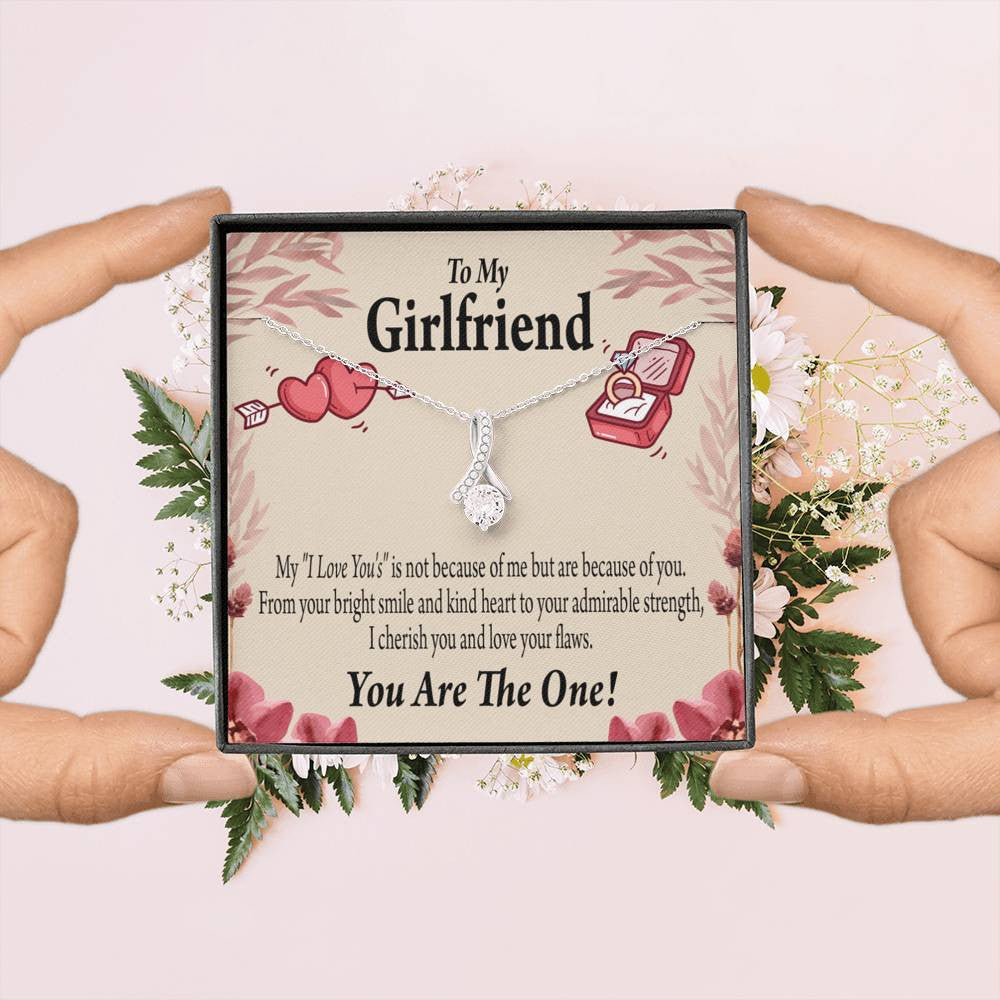 To My Girlfriend The One Message Card W Mahogany Style Luxury Box Eternity Ribbon Stone Necklace - Alluring Beauty Necklace Gift For Her