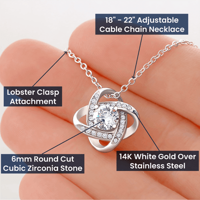 To My Wife Flower to My Life Partner Love Knot Message Card - Luxury Love Knot Necklace Meanful Gift Idea For Her/Him