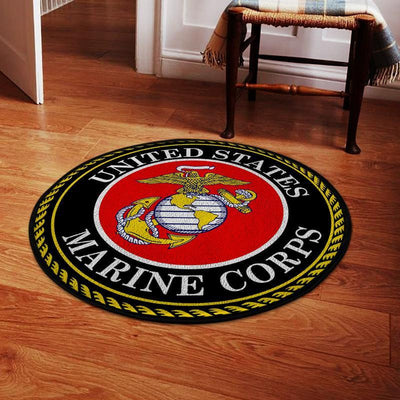 U.S. Marine Round Rug - Washable Outdoor Floor Mat