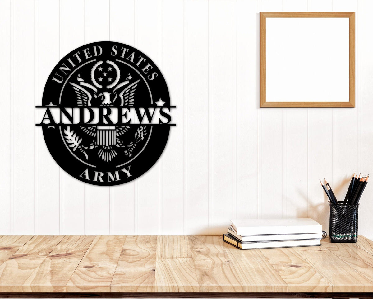 Personalized Branches Emblem Custom Metal Name Sign - Military Retirement Gift for Officer