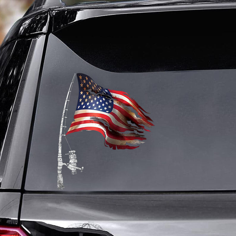 America Fishing Sticker, Car Decal For Window & Bumper