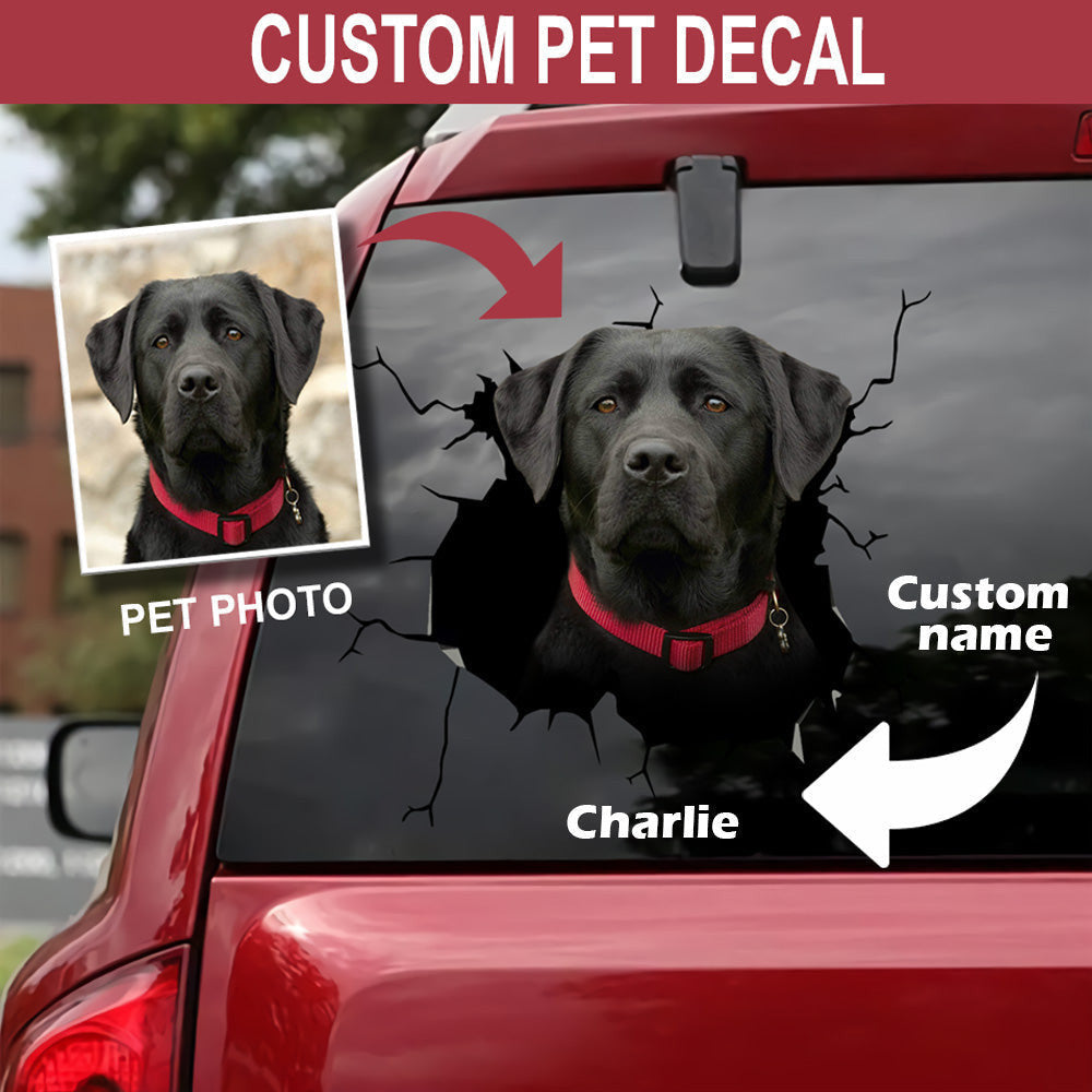 Personalized Your Pet Labrado Crack Sticker, Funny Car Decal For Window & Bumper