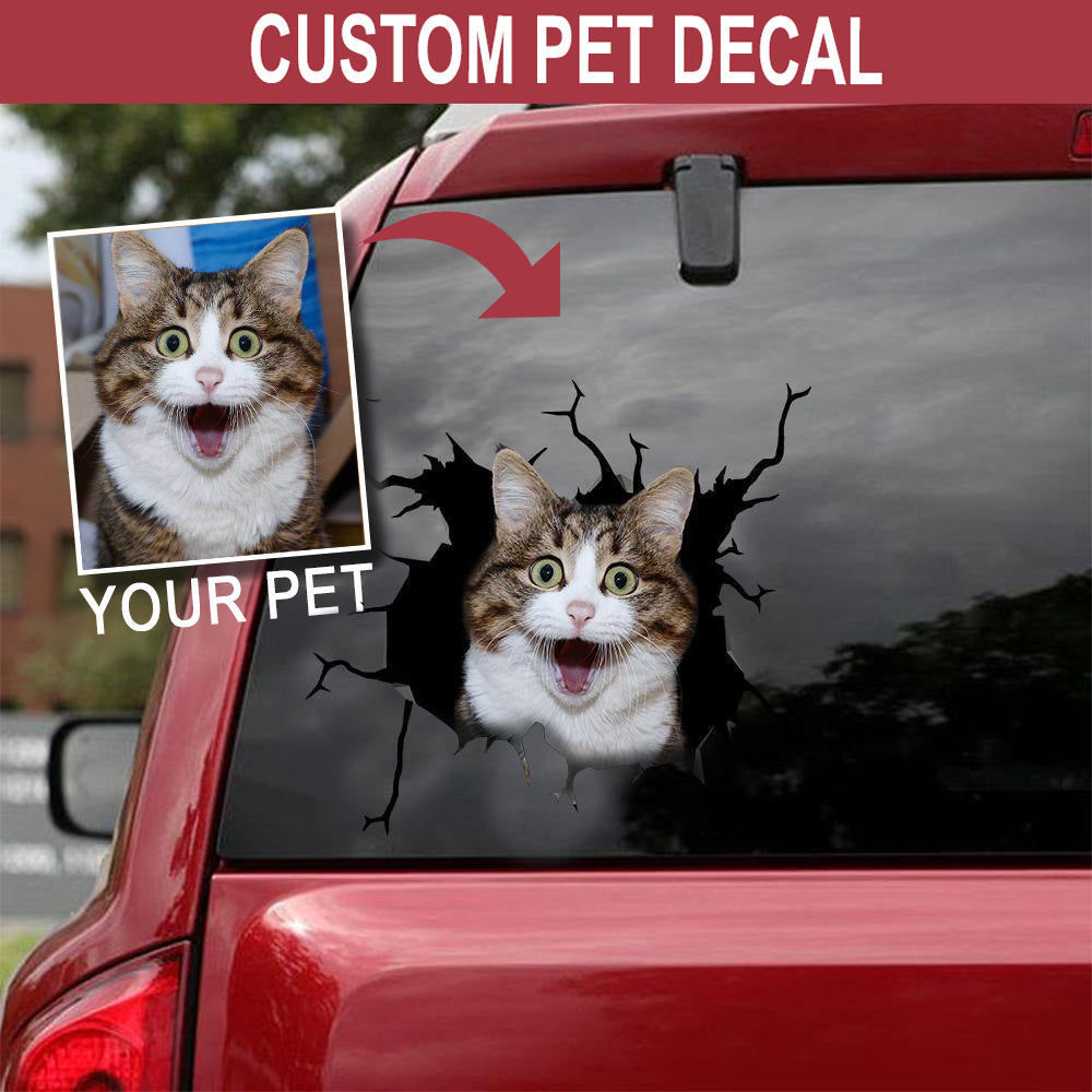 Personalized Your Pet Crack Sticker, Funny Car Decal For Window & Bumper