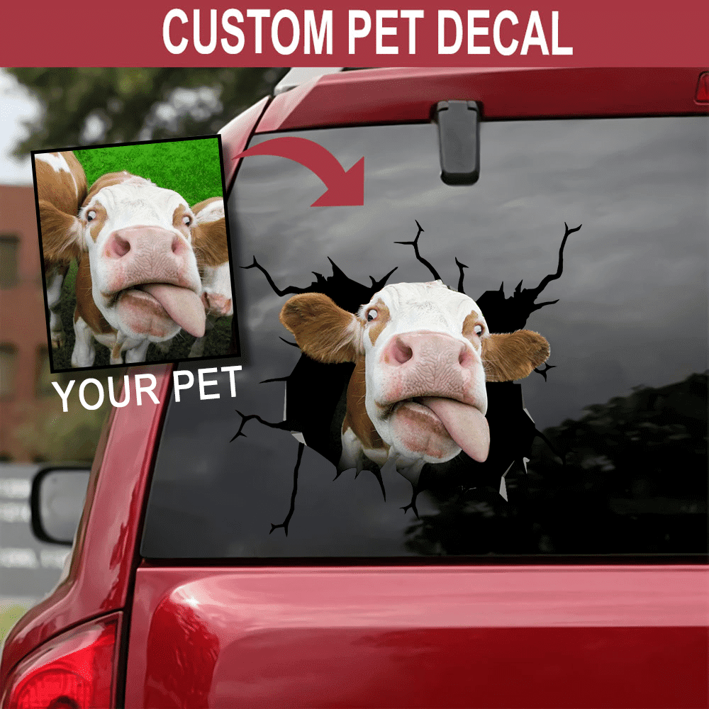 Personalized Your Pet Crack Sticker, Funny Car Decal For Window & Bumper