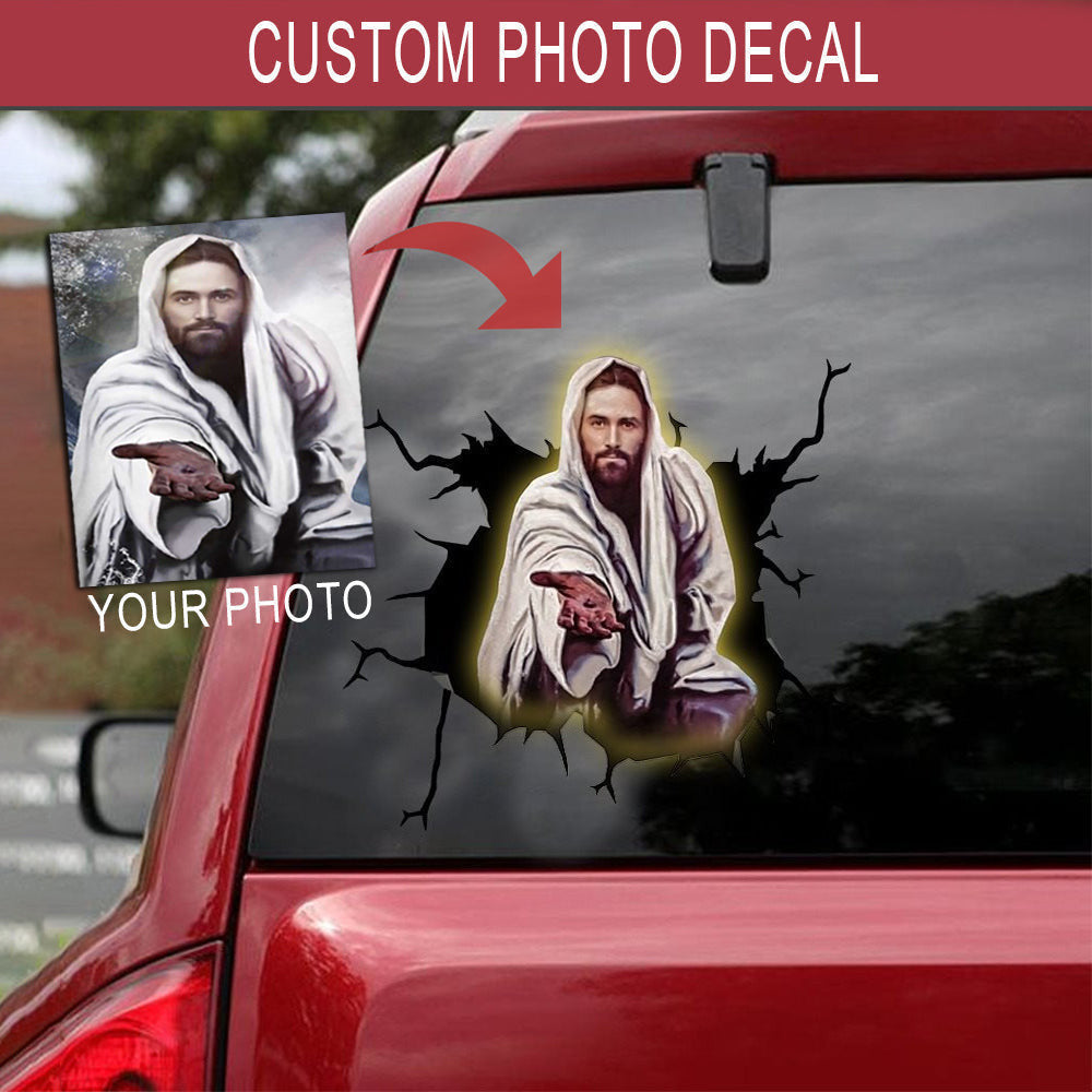 Personalized Your Photo Crack Sticker, Funny Car Decal For Window & Bumper