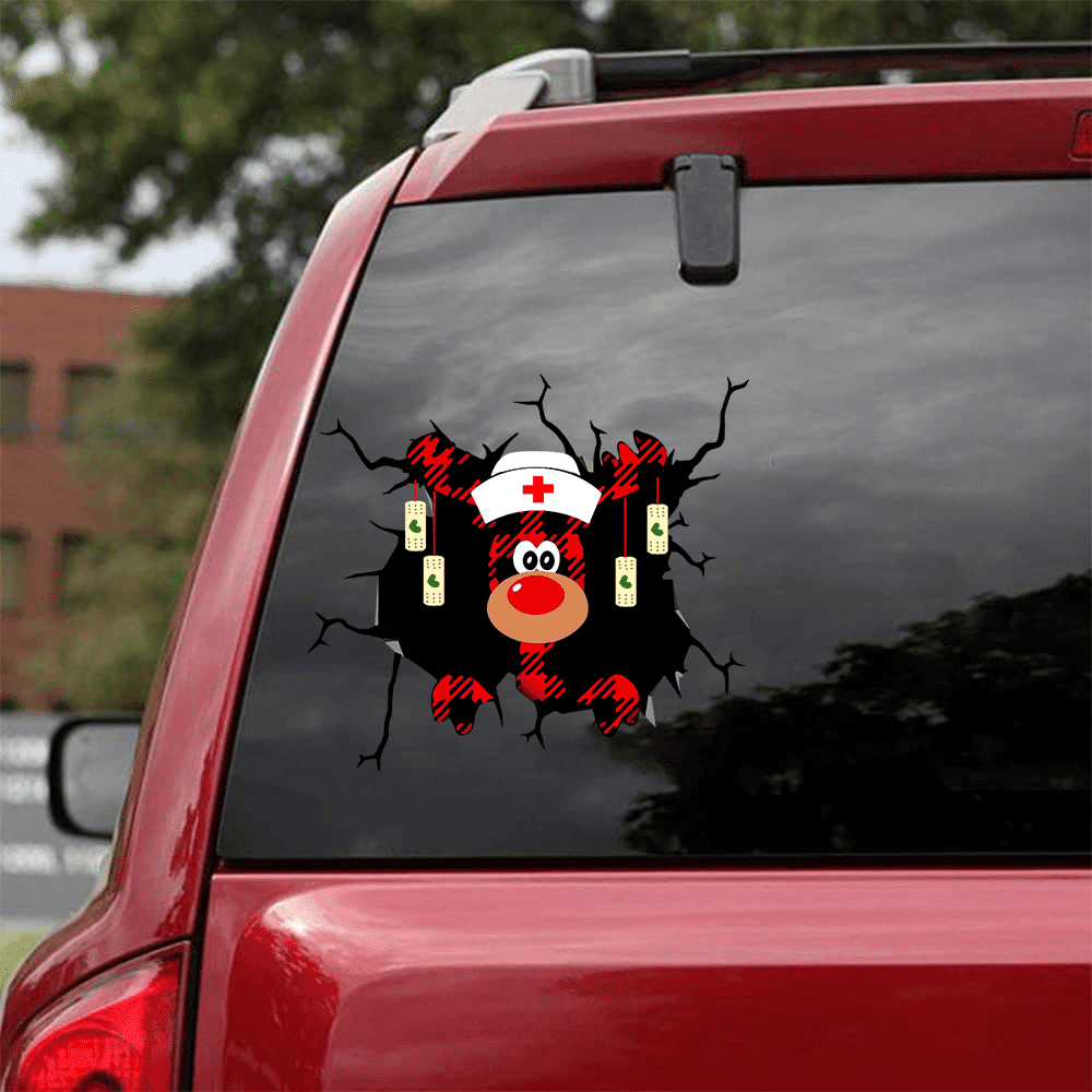 Funny Deer Nurse Sticker, Car Decal For Window & Bumper