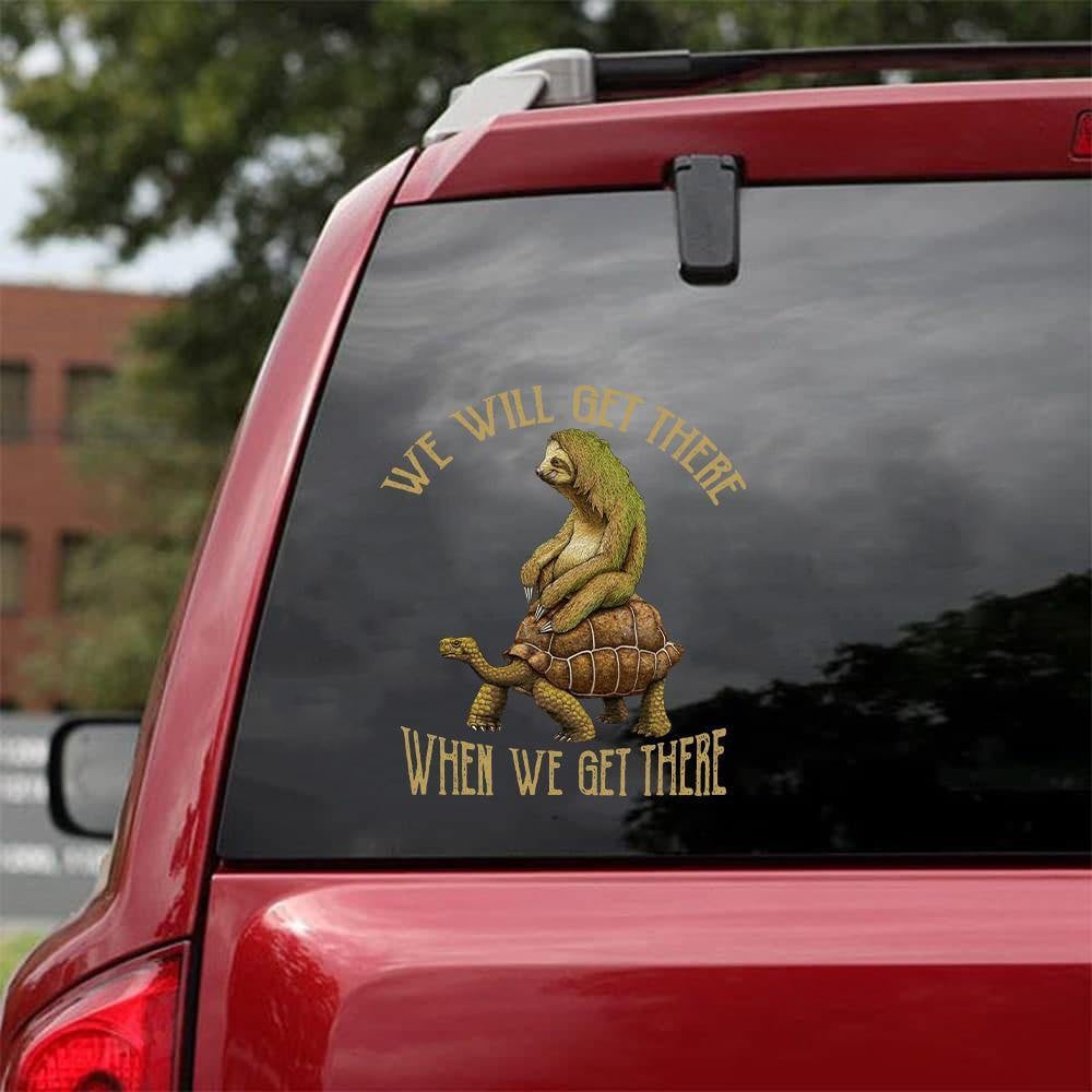 Sloth N Turtle We Will Get There When We Get There Stickers For Scrapbooking Funny Birthday Memes Car Decal Stickers Gag Gifts, Mopar Window Sticker
