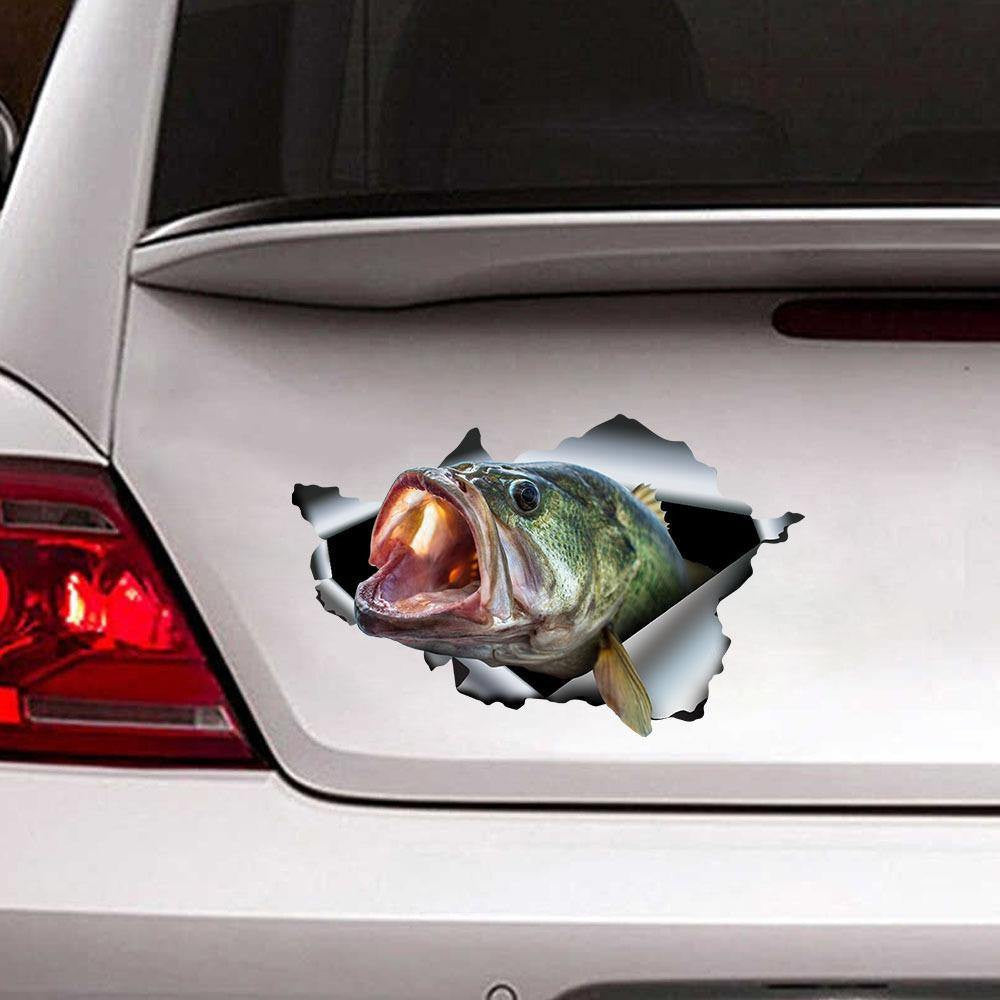 Bass Fishing Crack Decal, Funny Car Sticker For Window & Bumper