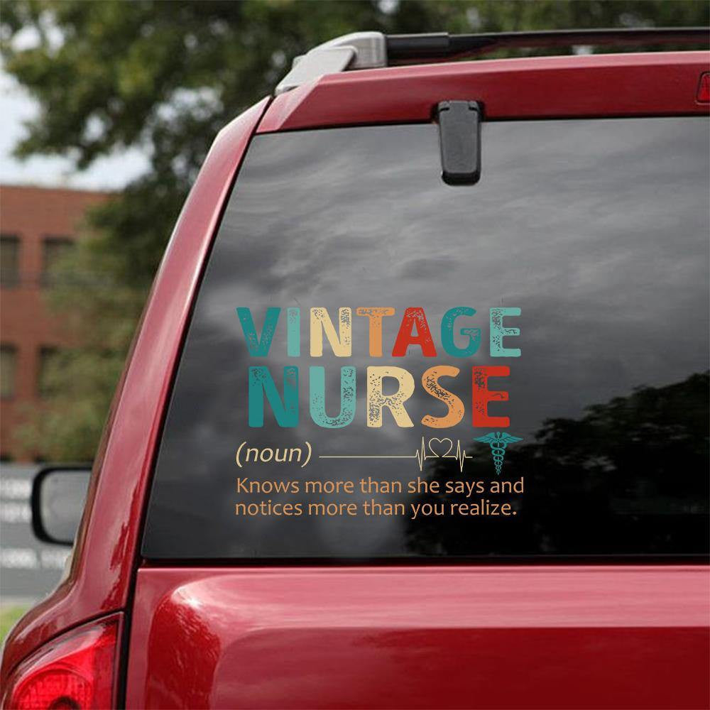 Vintage Nurse Decor Decal, Car Sticker For Window & Bumper