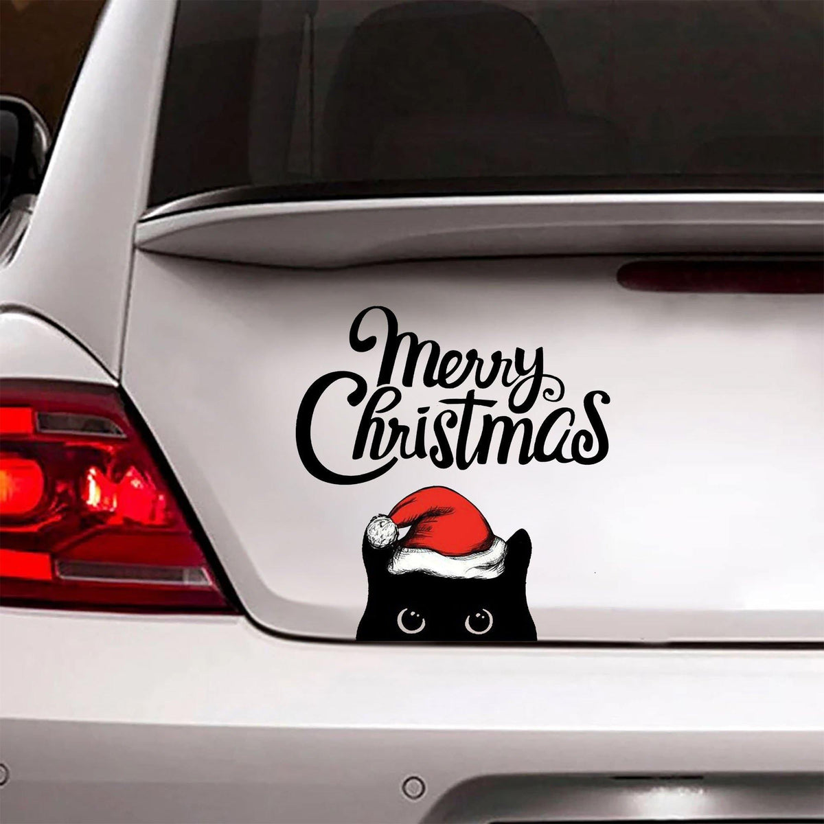 Black Cats Merry Christmas Sticker, Car Decal For Window & Bumper