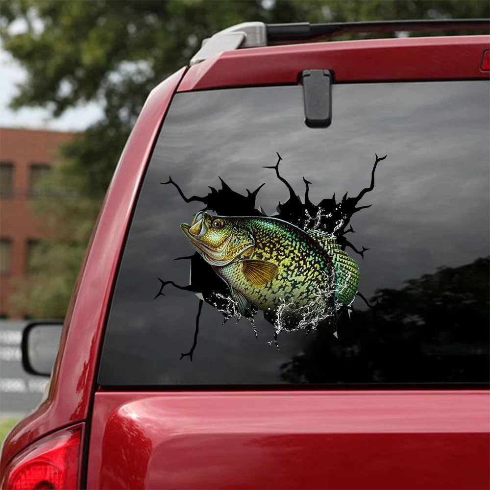 Cappie Fishing Crack Sticker, Funny Car Decal For Window & Bumper