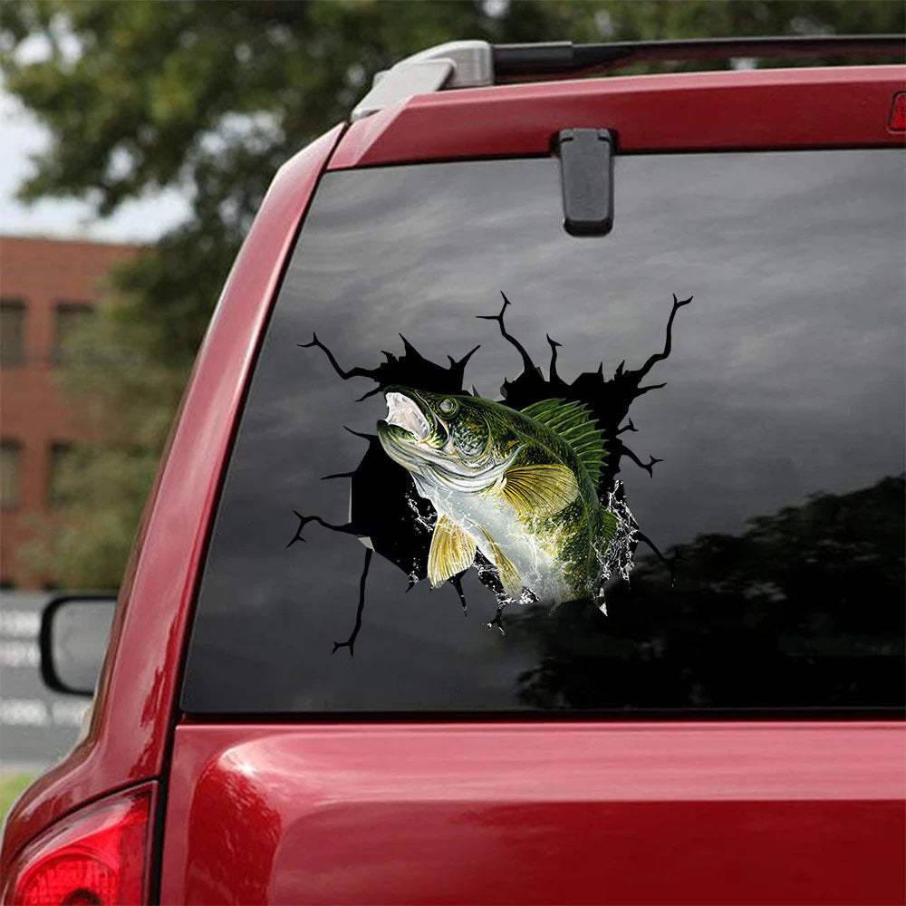 Walleye Fishing Crack Sticker, Funny Car Decal For Window & Bumper
