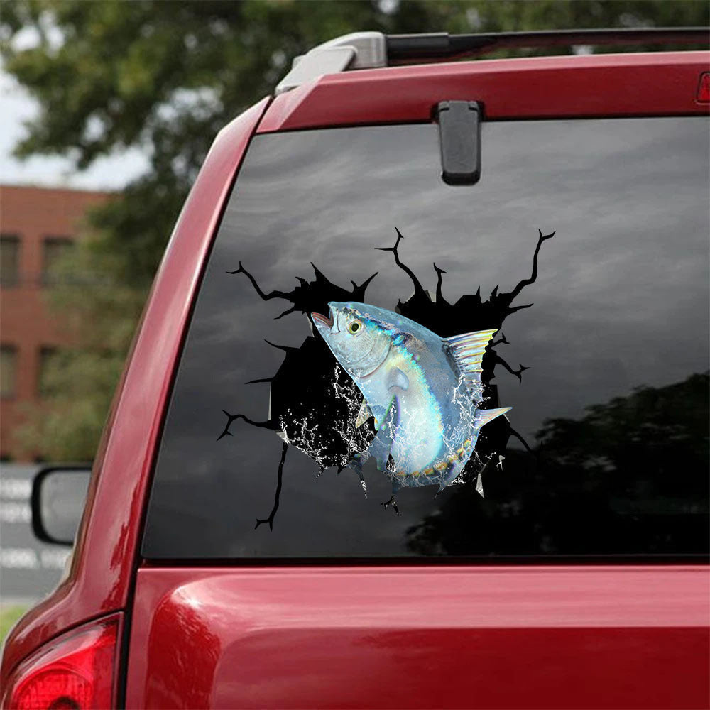 Tuna Fishing Crack Sticker, Funny Car Decal For Window & Bumper