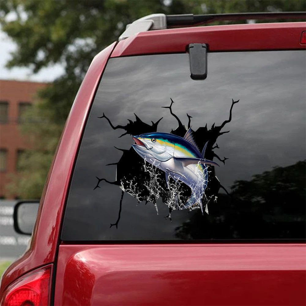Tuna Fishing Crack Decal, Funny Car Sticker For Window & Bumper
