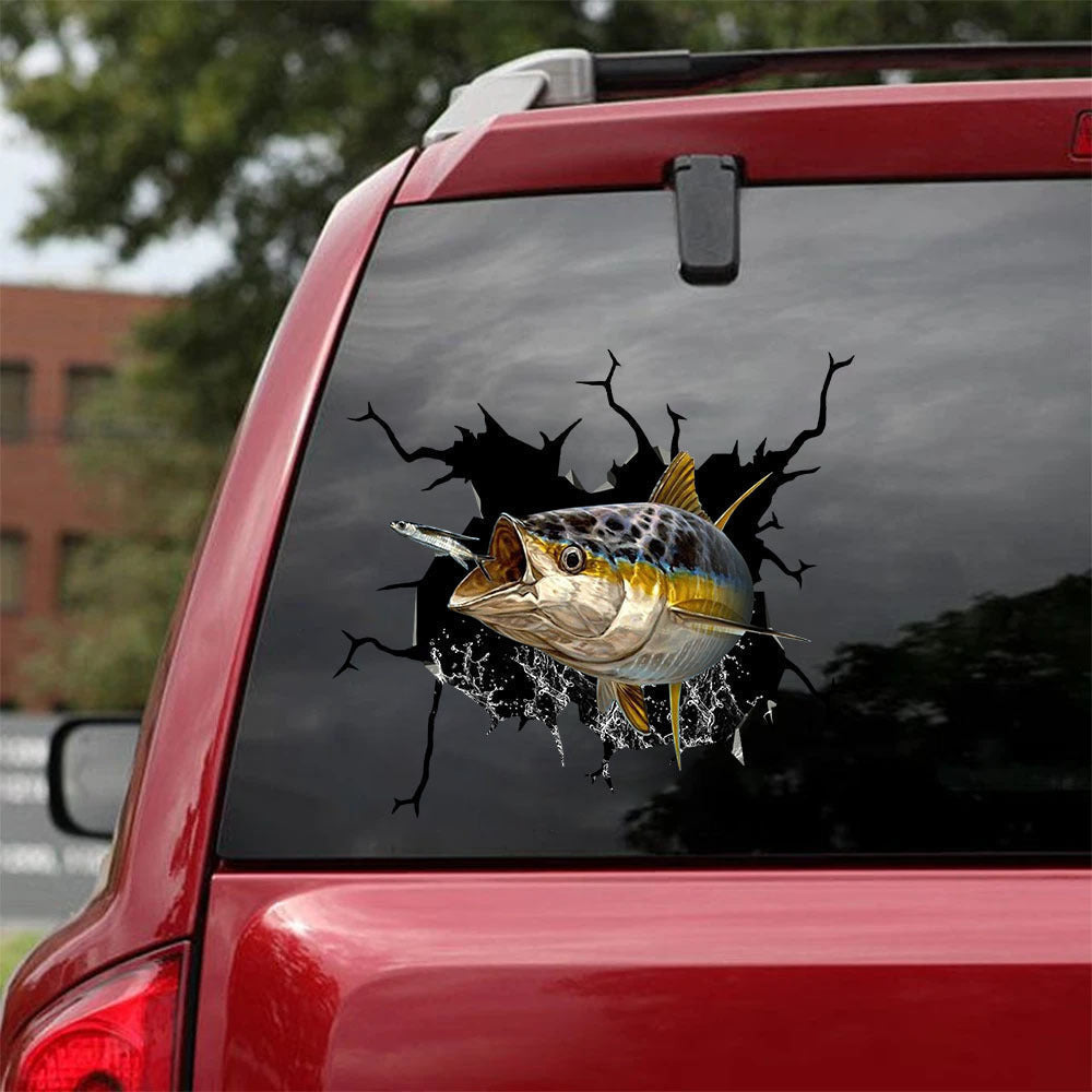 Tuna Fishing Crack Sticker, Funny Car Decal For Window & Bumper