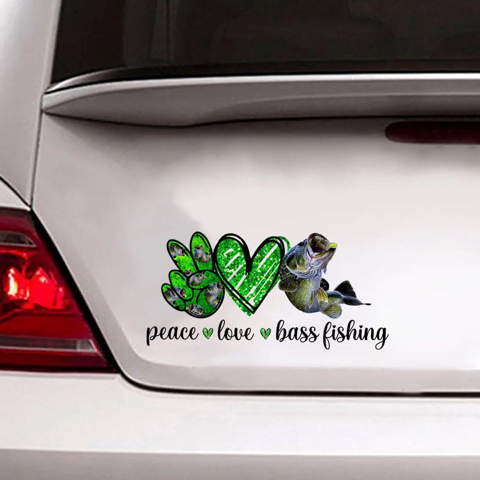 Bass Fishing Love Sticker, Car Decal For Window & Bumper