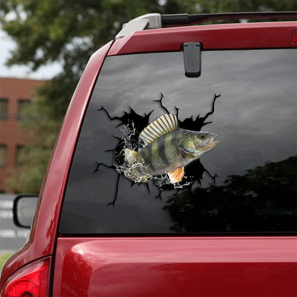 Fishing Perch And Cappie Crack Decal, Funny Car Sticker For Window & Bumper