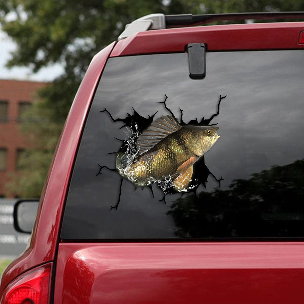 Fishing Perch And Cappie Crack Sticker, Funny Car Decal For Window & Bumper