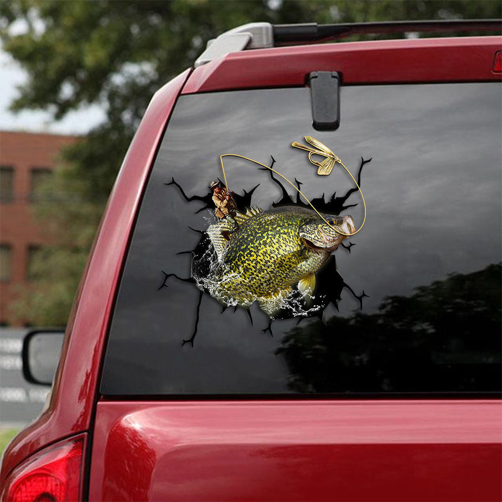 Fishing Perch And Cappie Crack Decal, Funny Car Sticker For Window & Bumper