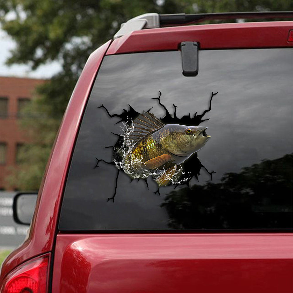 Fishing Perch And Cappie Crack Decal, Funny Car Sticker For Window & Bumper