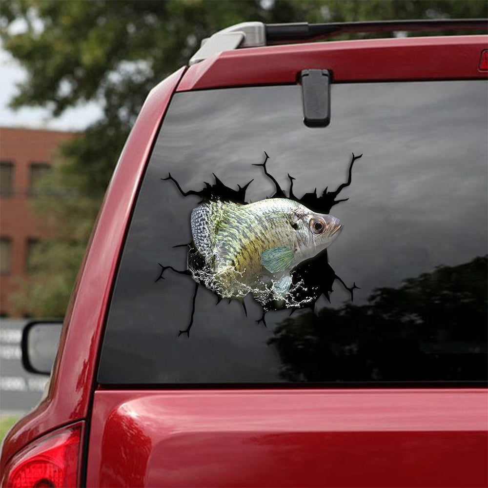 Fishing Perch And Cappie Crack Decal, Funny Car Sticker For Window & Bumper